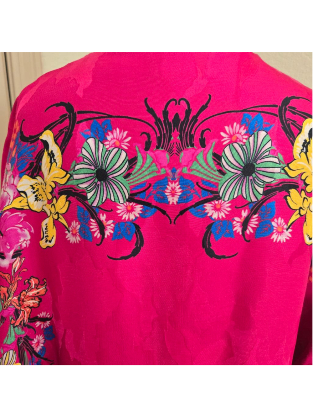 Etro Pink Floral Fringe Silk Kimono Shrug one size - Picture 9 of 16
